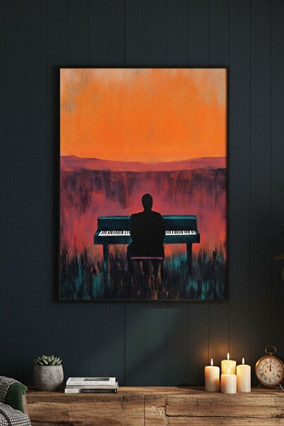 Bolvyra Piyano & Gün Batımı Posteri – Sanatsal Modern Duvar Dekoru