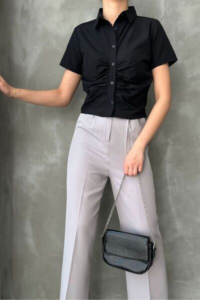 VERYMODA Μαύρη μπλούζα Gipeli με σούρες μπροστά |   D2248