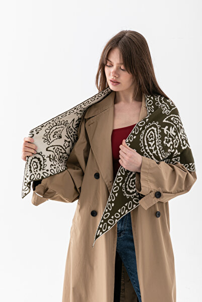 Wega Moda Patterned Triangle Double-Sided Shoulder Shawl – Women's Knitwear S...