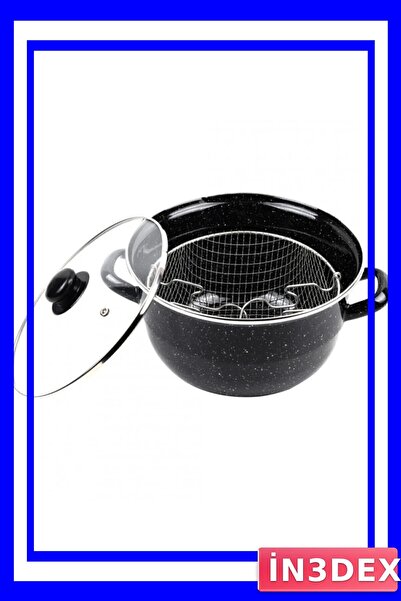 İN3DEX Black Melted Enamel Deep Frying Pan 24 cm