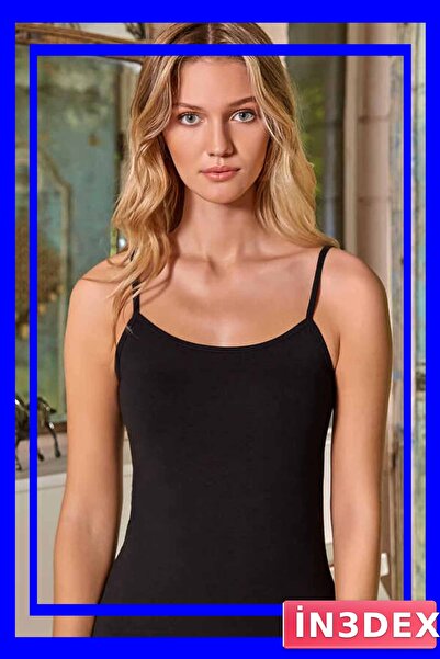İN3DEX Cotton Lycra Strap Women's Undershirt Black Color