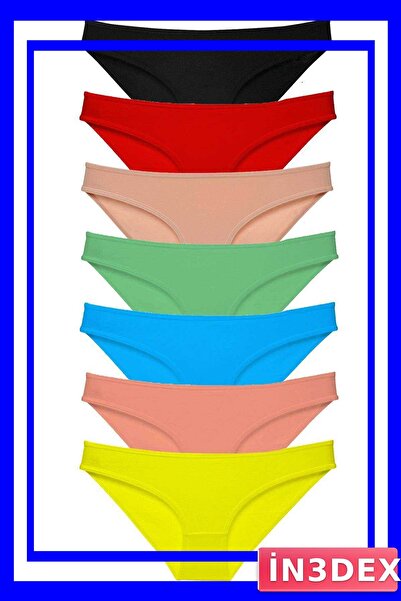 İN3DEX Lycra Women's Slip Panties Set 7 Pieces Multiple Color Options