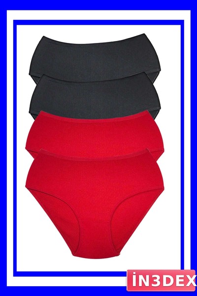 İN3DEX High Waist Ribbed Bato Panties for Women 4 Pack