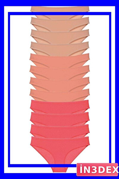 İN3DEX Lycra Women's Slip Panties Set 12 Pieces Skin and Fuchsia Colors