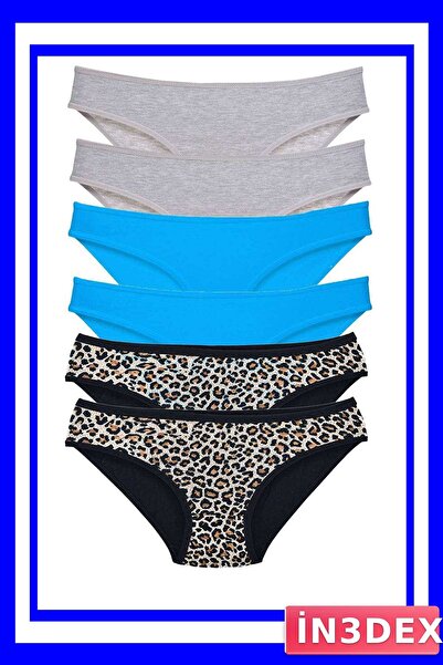 İN3DEX Lycra Slip Panties 6 Pack Leopard Patterned