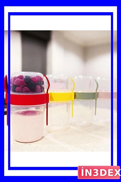 İN3DEX Muesli and Cereal Storage Container 650ml Red Color