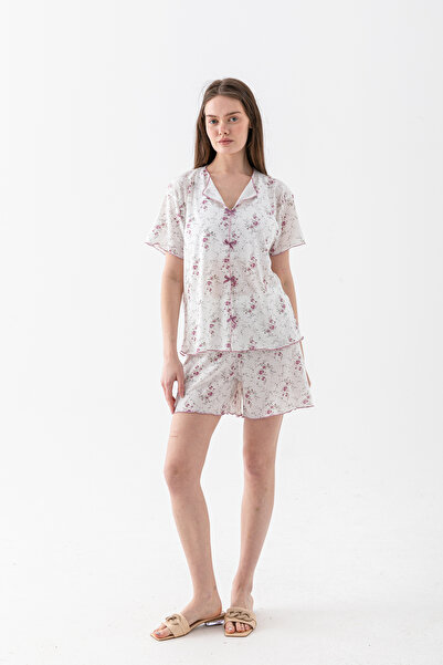 Wega Moda Cotton Floral Print Bow Detail Women's Shorts Pajama Set – Lightwei...