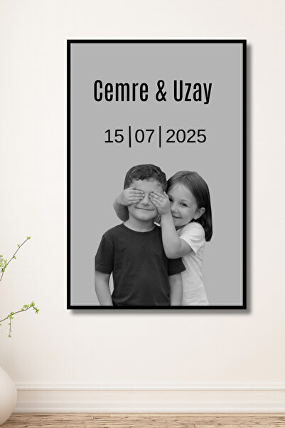 ERUMAR HOME Kişiye Özel Çocukluk Fotoğrafı Birleşimi İsimli,Tarihli Sevgili,E...