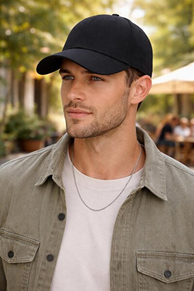 Wearflawless Black Unisex Cotton Plain Cap, Adjustable Baseball Cap, Casual S...