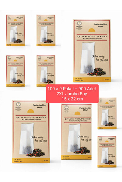 Çay Demleme Filtre Kağıdı 2XL JUMBO BOY 15*22 cm Kutulu 9 Paket (900 Adet)