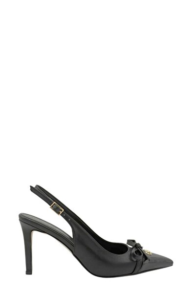 Moulin Shoes حذاء نسائي بكعب رفيع مفتوح من الخلف مصنوع من الجلد الأسود