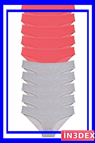 İN3DEX Lycra Women's Slip Panties 10-Piece Set Fuchsia and Gray Color Options