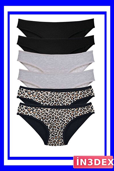 İN3DEX Lycra Slip Panties Set of 6 Leopard Patterned
