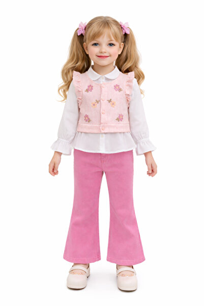 KUMRU KIDS KUMRU 586-02-26 Πλεκτό γιλέκο και πουκάμισο για κορίτσια, Ισπανικό...