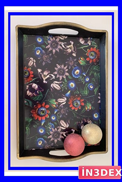 İN3DEX Patterned Tray with Handles for Home and Kitchen Use