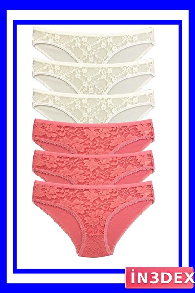 İN3DEX 6-Piece Lace Transparent Women's Slip Panties Set