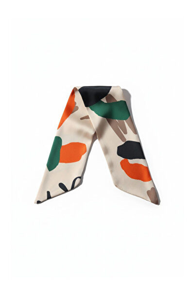 maia Patterned Satin Short Scarf – 65×6 cm –