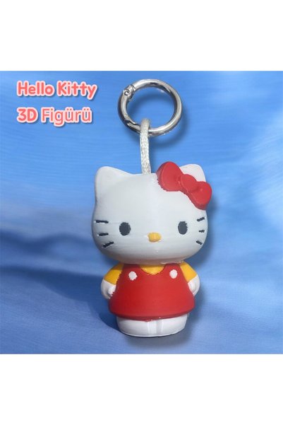 SANRIO Hello Kitty Lisanslı 3D Figür Anahtarlık - Çevre Dostu PLA (Polilaktik Asit) Malzeme.