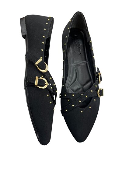 Acarbey Shoes Zımba Baskılı Çapraz Bantlı Babet