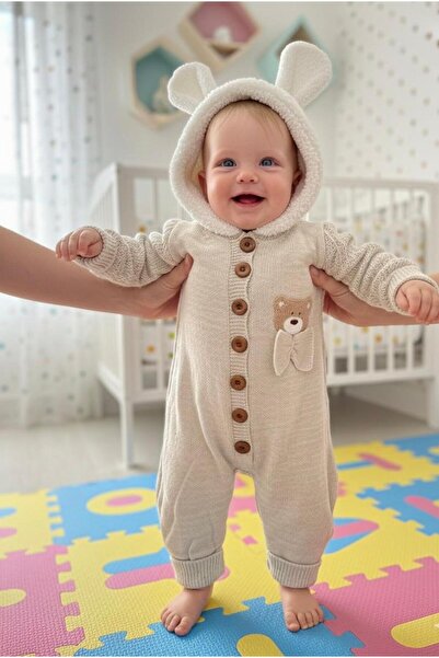 OEM Triko Wellsoft Peluşlu Kapşonlu Bebek Tulum