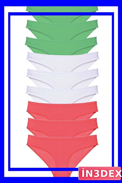 İN3DEX Lycra Women's Slip Panties Set 9 Pieces Colorful Options