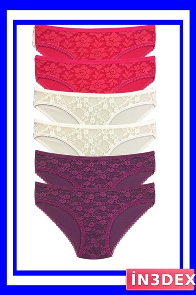 İN3DEX 6-Piece Lace Transparent Women's Slip Panties Set