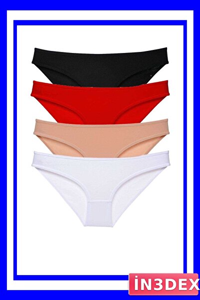 İN3DEX Lycra Women's Slip Panties Set 4 Pieces Multiple Color Options