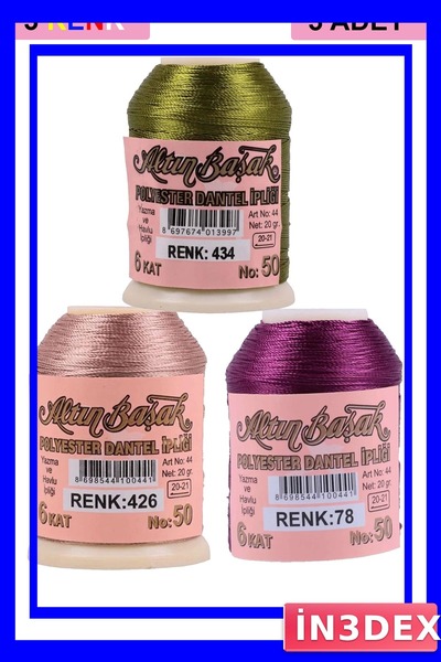 İN3DEX 3-Pack Embroidery and Lace Thread 20 Grams