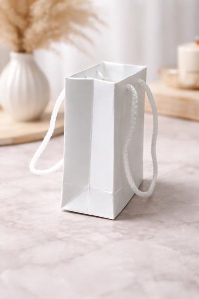 Şeyma Ambalaj İp Saplı Karton Çanta Beyaz Amerikan Bristol Hediye Butik Mağaz...