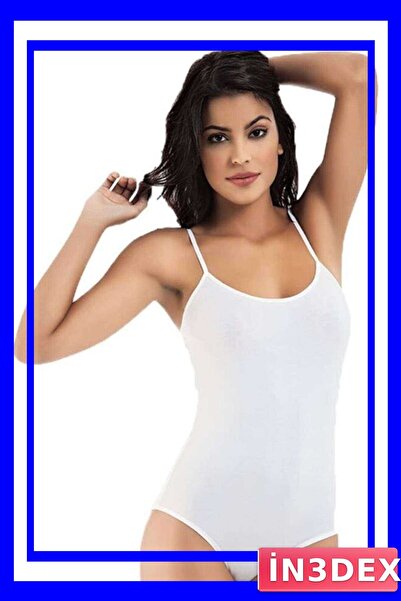 İN3DEX White Colored Rope Strap Snap Fastener Women's Bodysuit