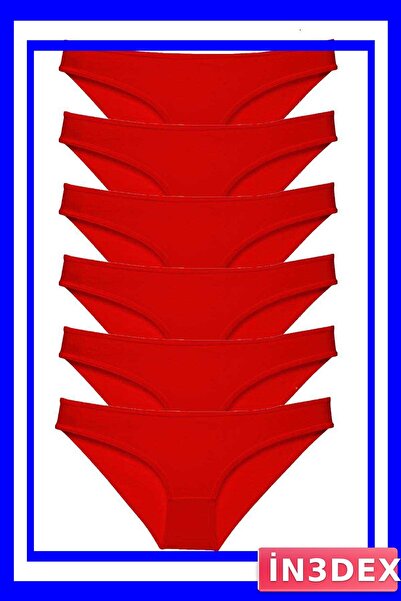 İN3DEX Lycra Women's Slip Panties Set of 6 Red Color