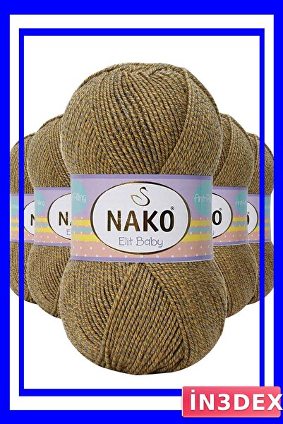 İN3DEX Non-Pilling Baby Wool Knitting Yarn 5 Pieces Yellow Gray Color