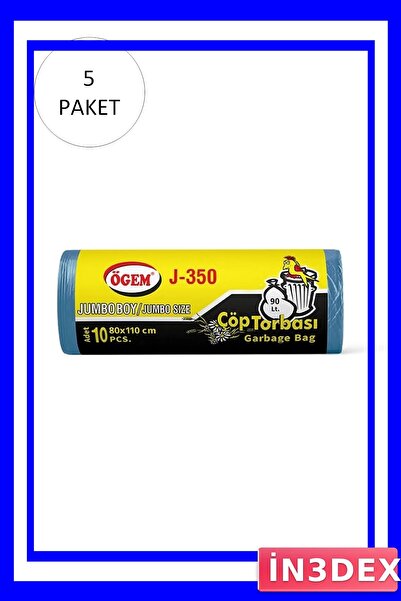 İN3DEX أكياس قمامة كبيرة الحجم 80×110 سم، عبوة من 50 قطعة زرقاء اللون