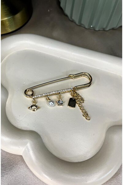 PeraMira Taşlı Detaylı Çengelli İğne Broş