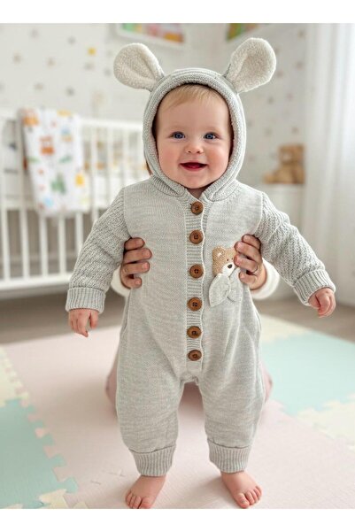 OEM Triko Wellsoft Peluşlu Kapşonlu Bebek Tulum
