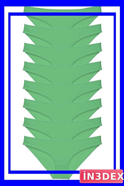 İN3DEX Lycra Women's Slip Panties Set of 8 Green Color