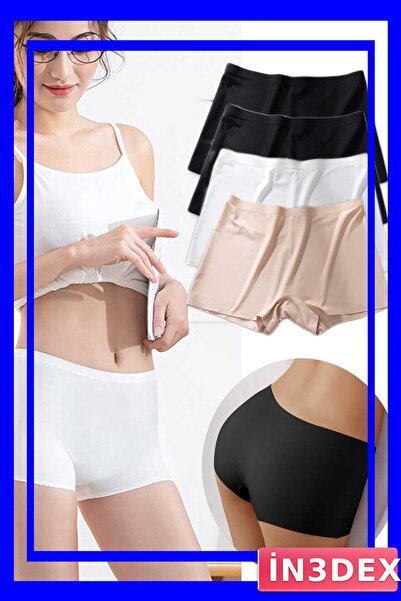 İN3DEX Seamless Women's Boxer Shorts Set of 4 Black White Skin Color