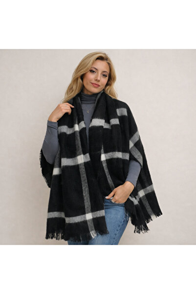 Çeşme Home Square Patterned Woven Shawl 200X75 cm – Soft Textured Oversized W...