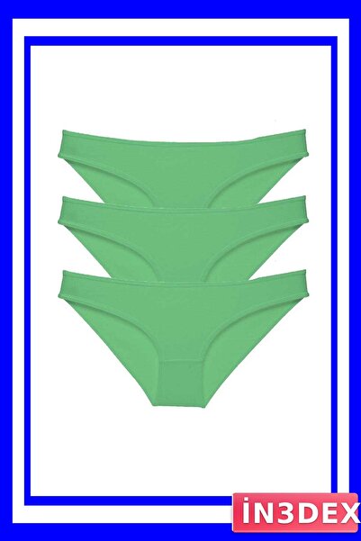 İN3DEX طقم من 3 قطع من السراويل الداخلية النسائية المطاطية باللون الأخضر
