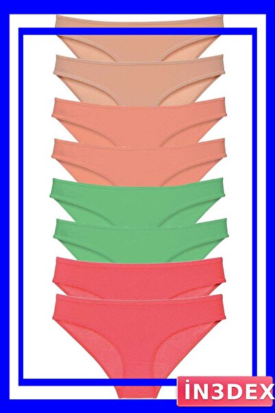 İN3DEX Lycra Women's Slip Panties Set 8 Pieces with Color Options