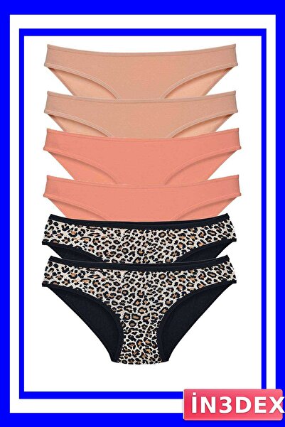 İN3DEX Lycra Slip Panties 6 Pack Leopard Patterned