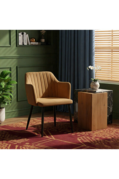 GLAMOURE HOME A brown living room chair upholstered in velvet fabric, suitabl...