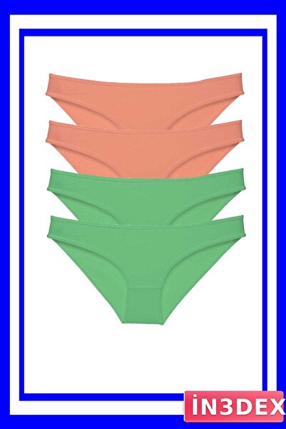 İN3DEX Women's Lycra Slip Panties Set of 4 Powder Green