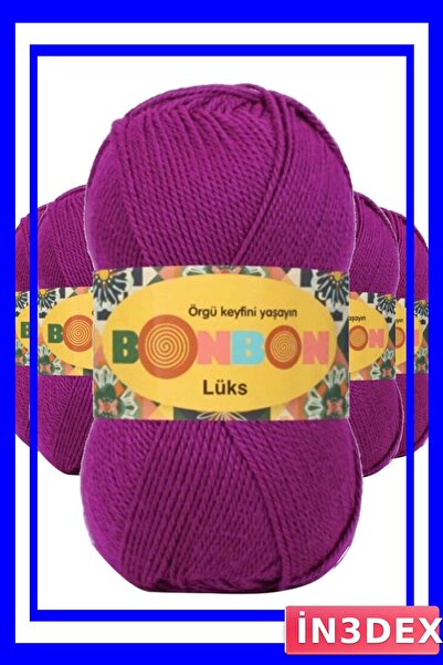 İN3DEX Dark Fuchsia Colored Booties Knitting Yarn 5 Pieces