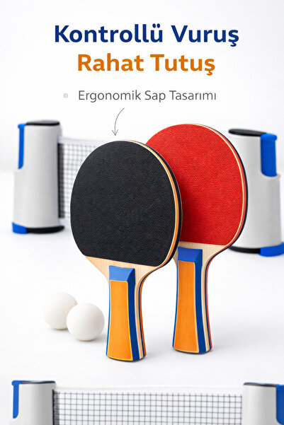 Janissary Masa Tenisi Seti, 2 Adet Tenis Raketi + 1 Adet Taşınabilir Masa Ten...