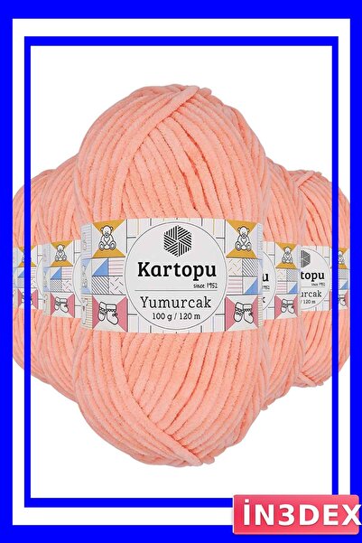 İN3DEX Velvet Yumak Hand Knitting Yarn 5 Pieces Salmon Color