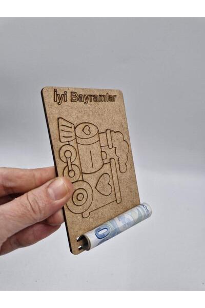 Mu Art Ahşap 10 قطع من بطاقات الهدايا الخشبية المزينة برسومات رمضان وعيد الأض...