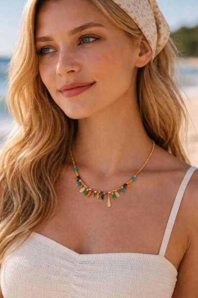 cleopatra takı aksesuar Sare Multicolor Bead Women's Necklace