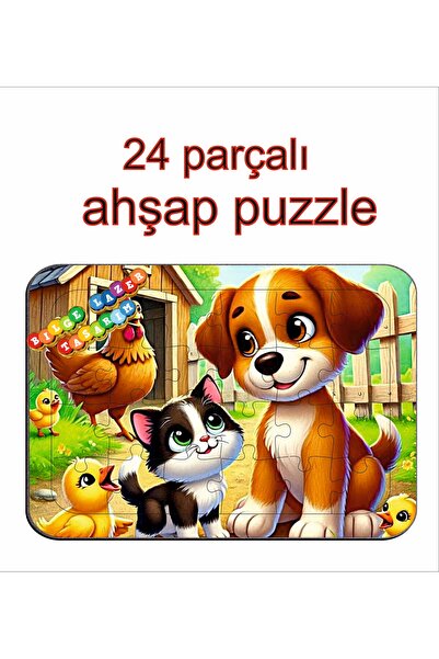 Bilge Lazer Çocuklar İçin Eğitici ve Öğretici Ahşap Renkli Puzzle ( 24 parçalı )