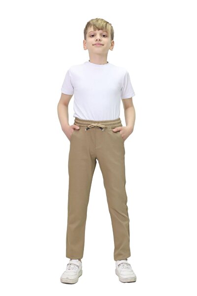 Atiba okul keten pantolon unisex bej (camel) kıyafetleri üniforması çocuk genç